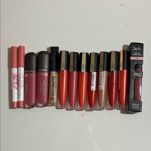 Revlon and L'Oreal Lipstick Set - Pink, Red, Nude Shades